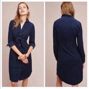 Anthropologie Maeve Winchester navy blue corduroy dress size US 12